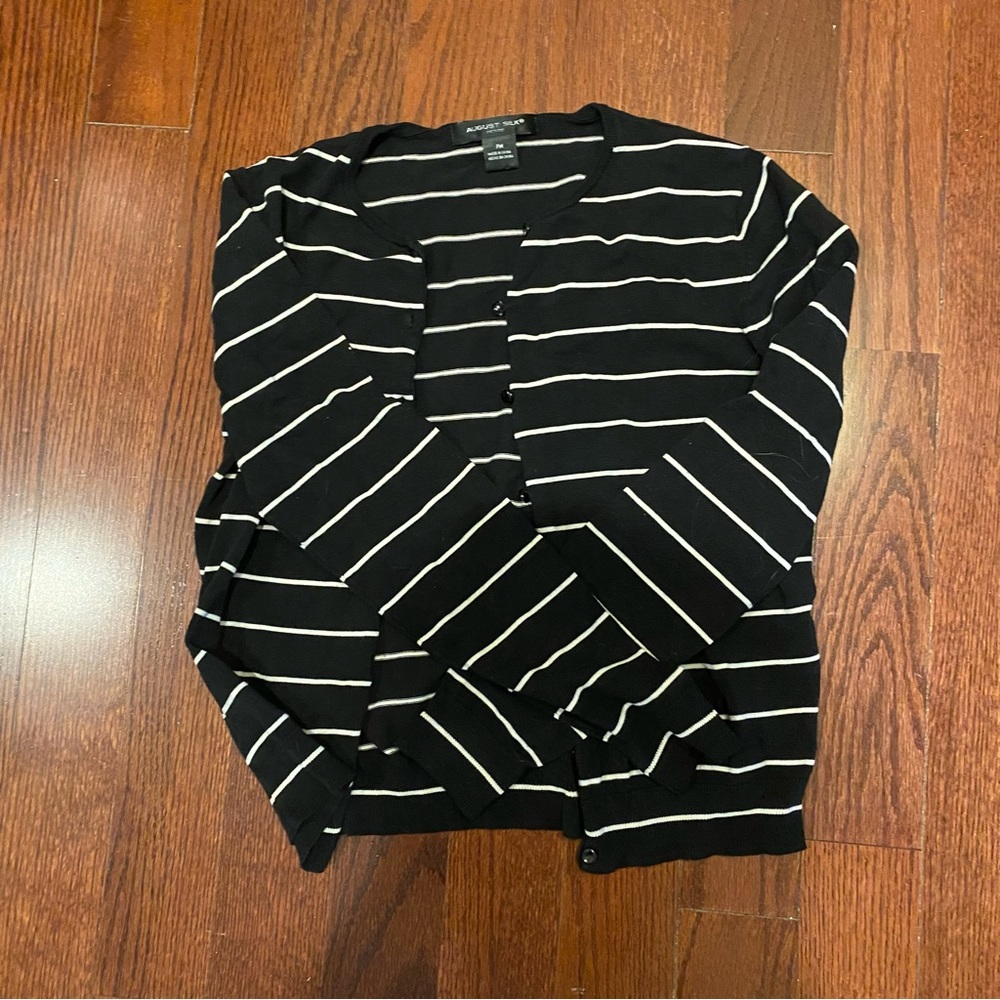 August Silk Striped Cardigan